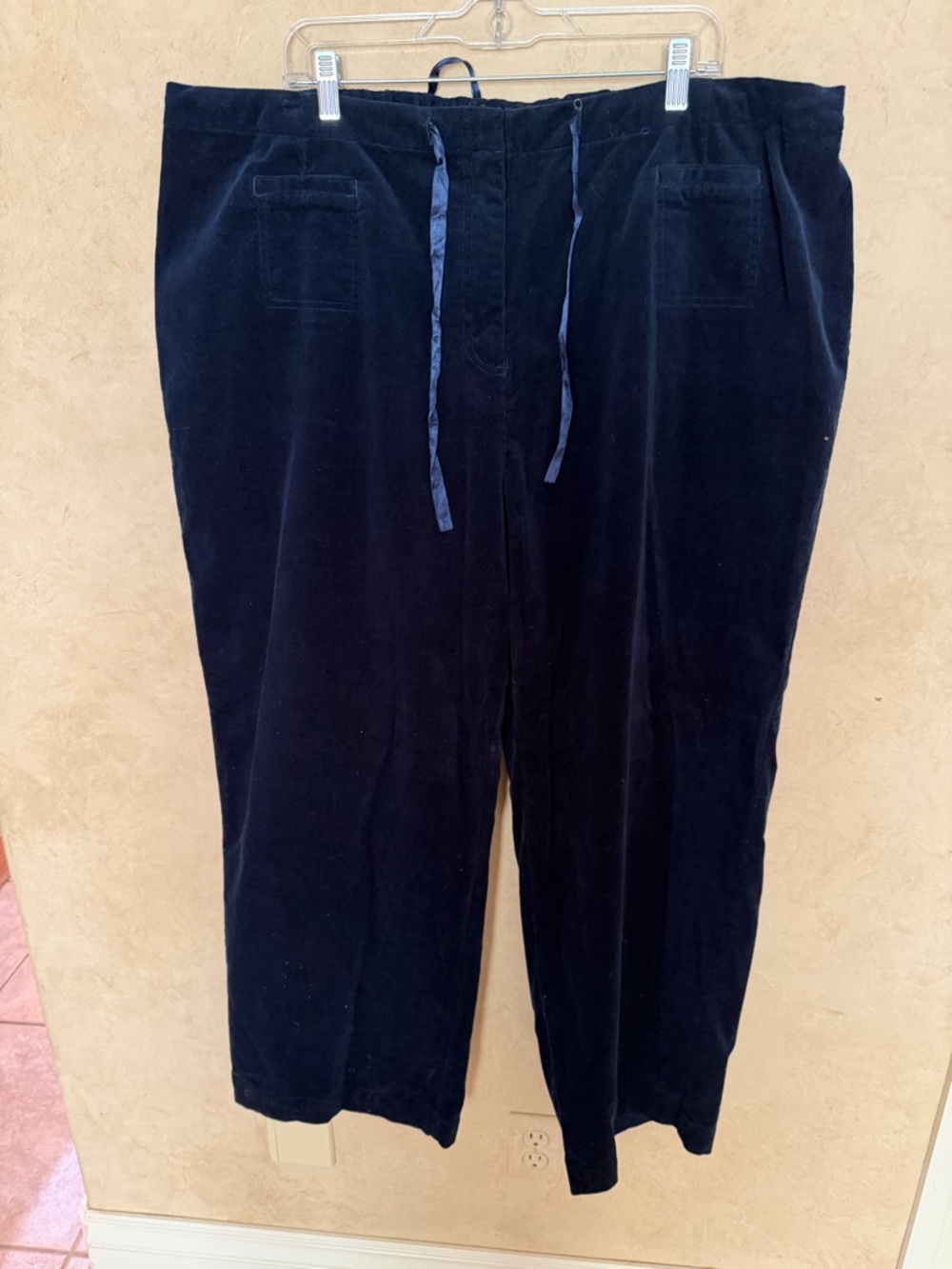 Mainstreet Blues women’s plus 26w velvet Drawstring Pants in Navy flowy comfy